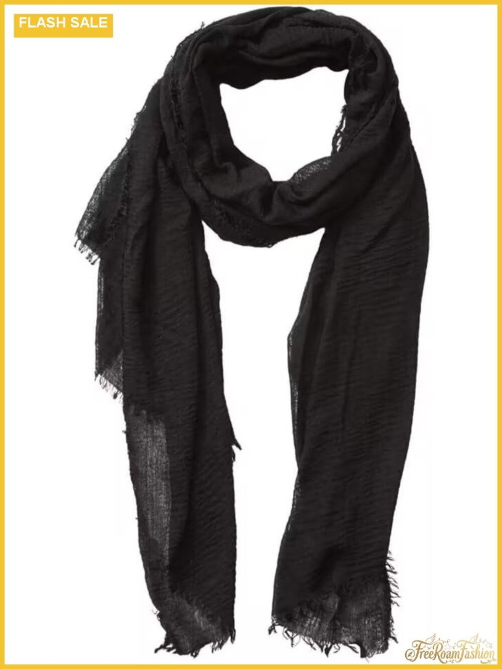 Cotton Blend Crinkle Vintage Soft Scarf Fringed Edges Linen Shawl Travel Wrap
